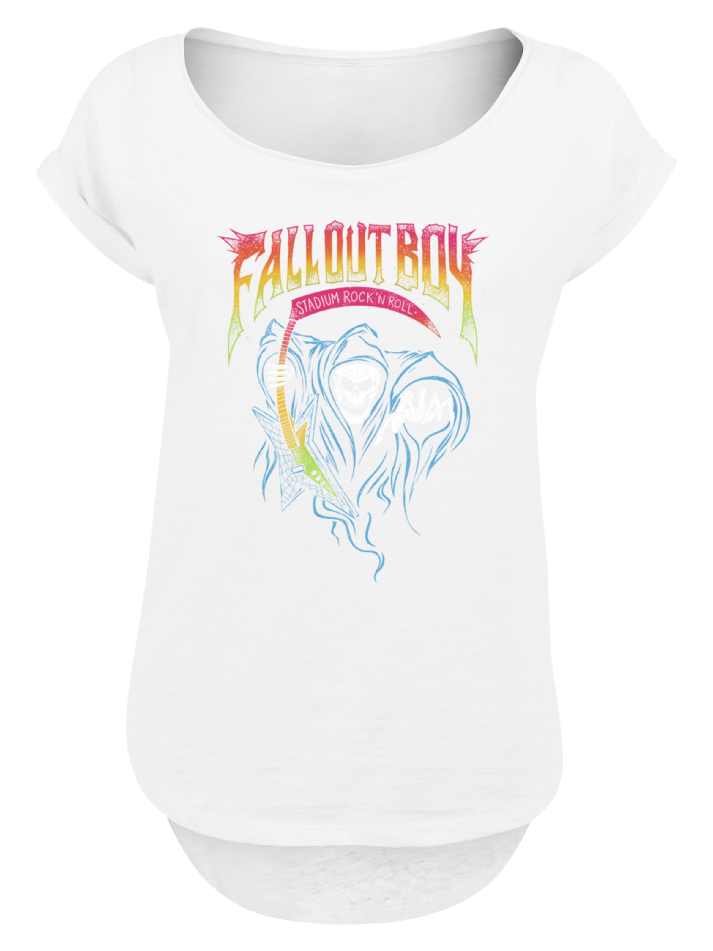 F4NT4STIC Shirt 'Fall Out Boy Rock And Roll Reaper' in Wit: voorkant