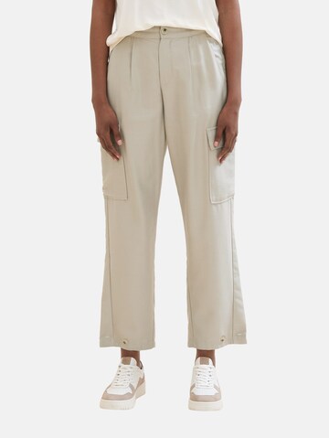 TOM TAILOR DENIM Tapered Cargo Pants in Beige: front