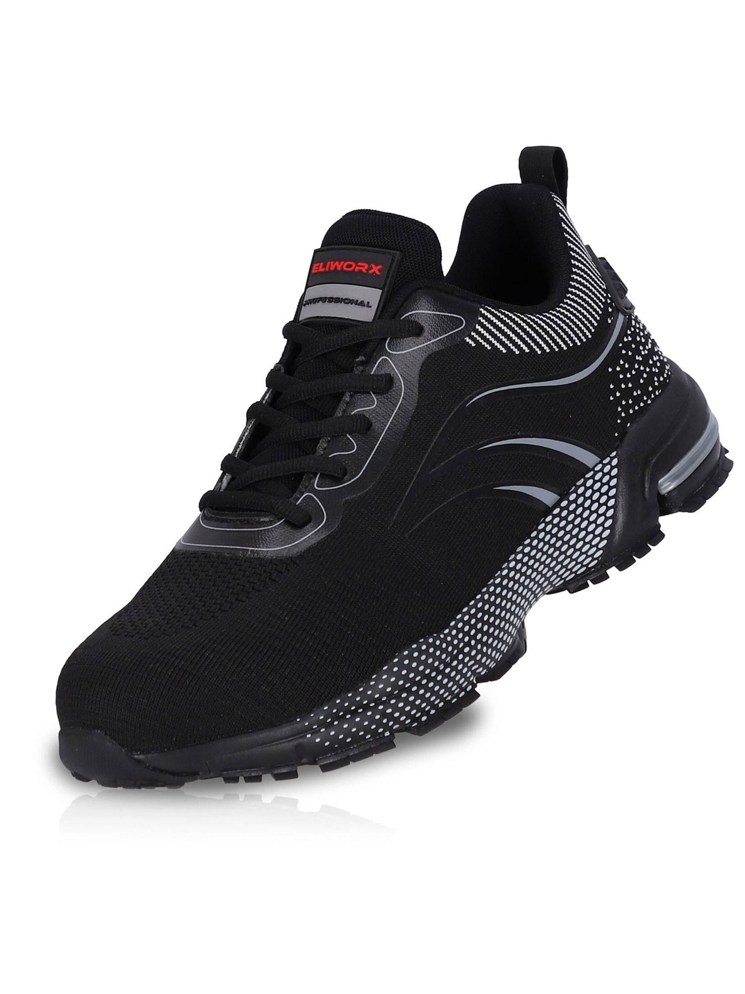 Eliworx Sneakers 'Arbeitsschuhe Damen S1 PL - Onyx Pro Atmungsaktiv - Stahlkappe - Besonders Rutschhemmend' in Black: front