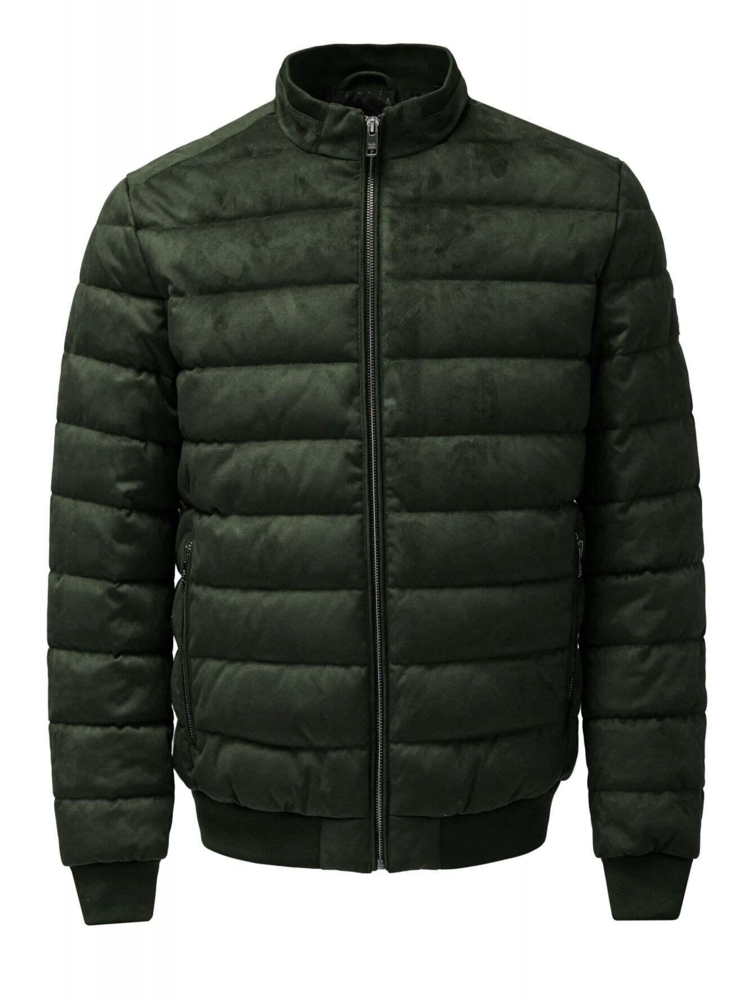 Salsa Jeans Winterjacke 'Suede Puffer Bomber Jacket'‌‌‌‌‌‌‌‌ in Grün: Vorderseite