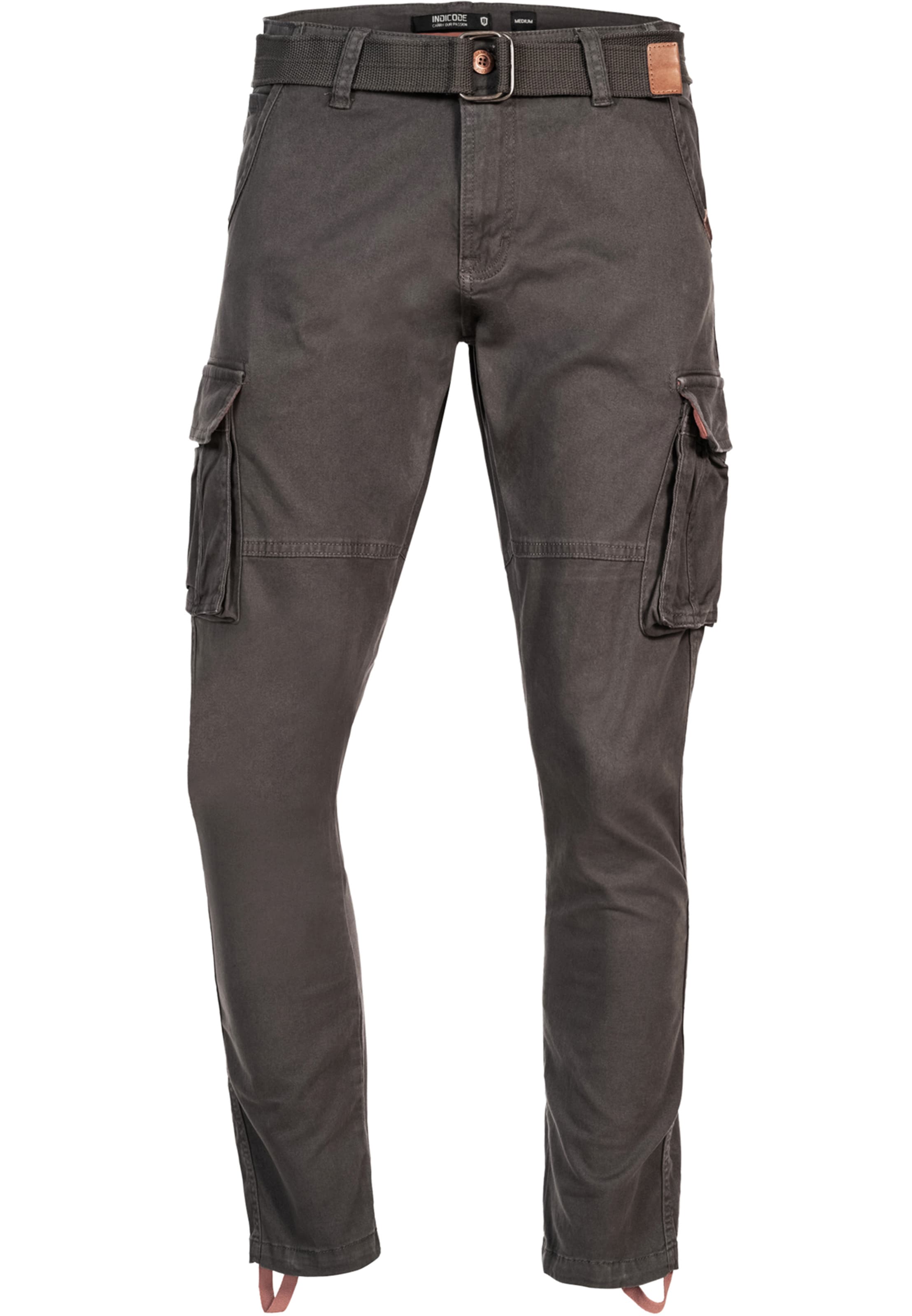 INDICODE JEANS Regular Cargo trousers 'Mathen' in Grey: front