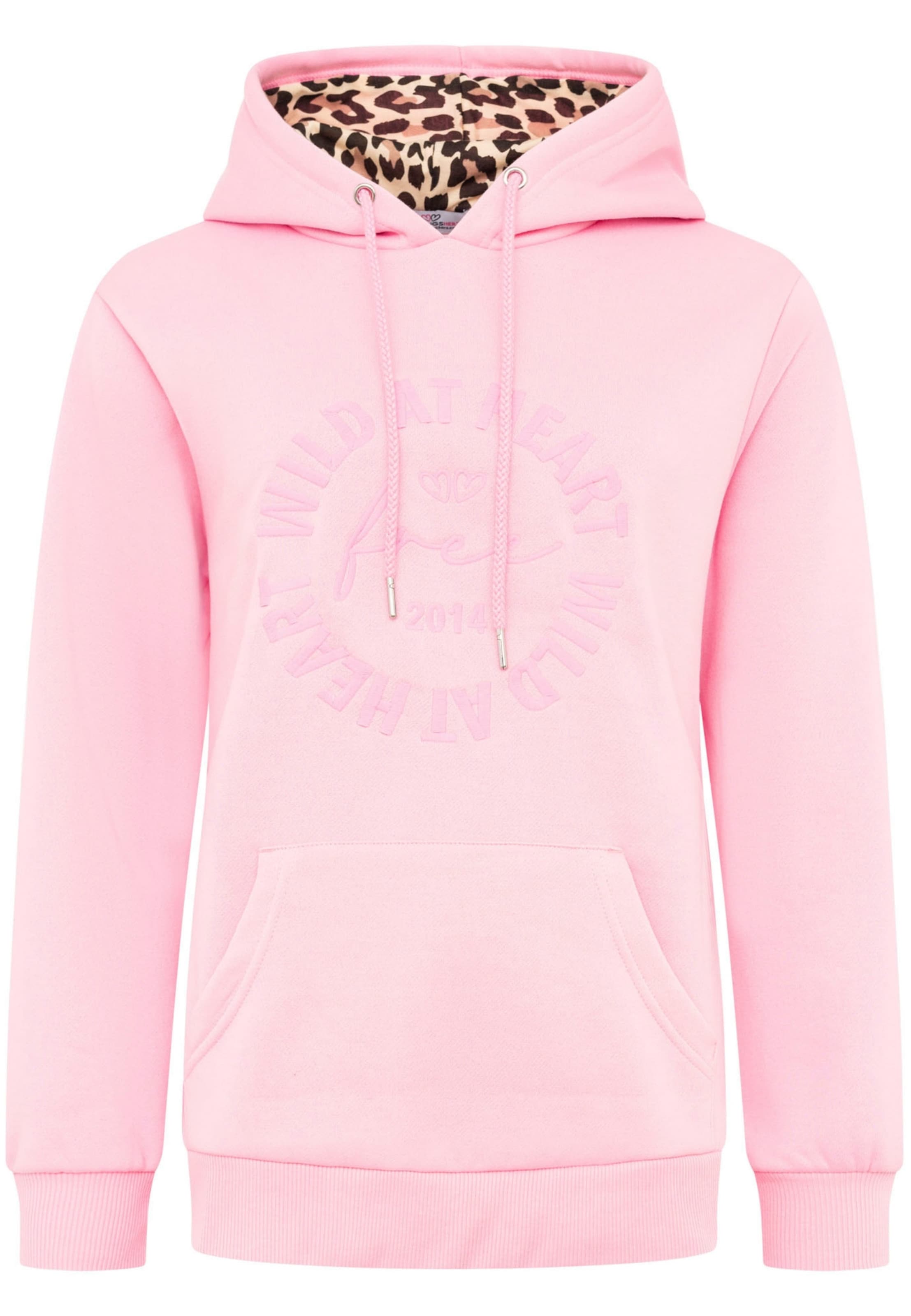 Zwillingsherz Sweatshirt 'WILD AT HEART' in Roze: voorkant