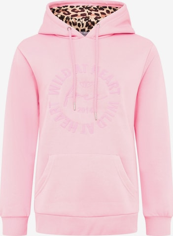 Zwillingsherz Sweatshirt 'WILD AT HEART' in Roze: voorkant