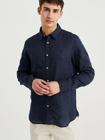 WE Fashion Slim fit Button Up Shirt in Blue