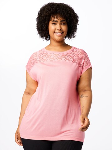ONLY Carmakoma T-Shirt 'FLAKE' in Pink: predná strana