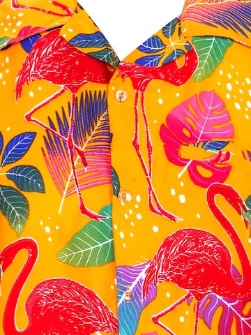 King Kameha Shirt 'Funky Flamingos'‌‌‌‌‌‌ in Gelb