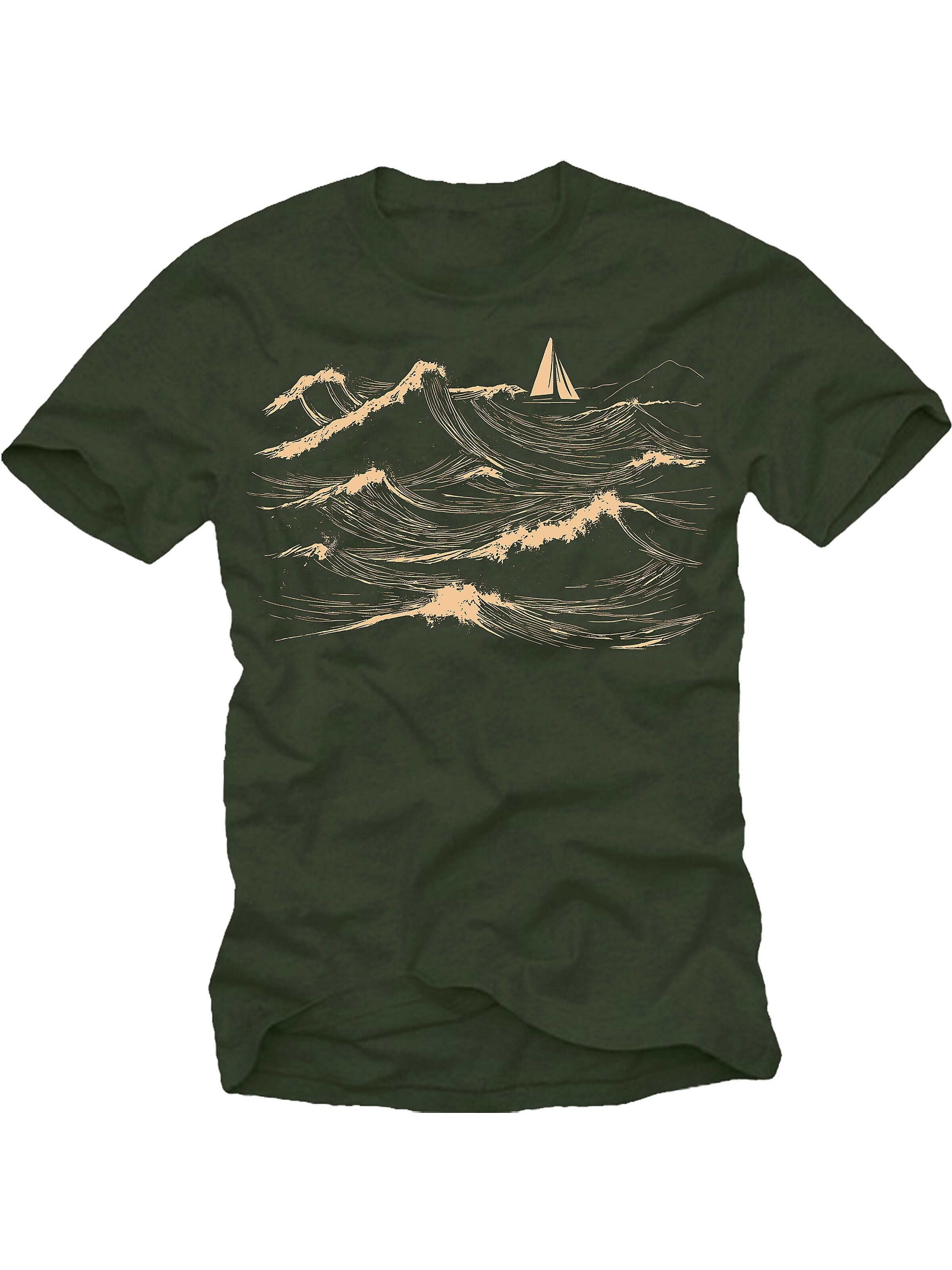 MAKAYA Shirt 'Segelboot' in Green: front