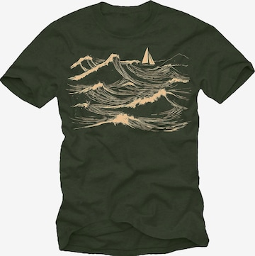 MAKAYA Shirt 'Segelboot' in Green: front