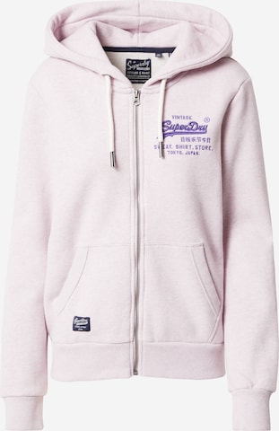 Veste de survêtement Superdry en rose : devant