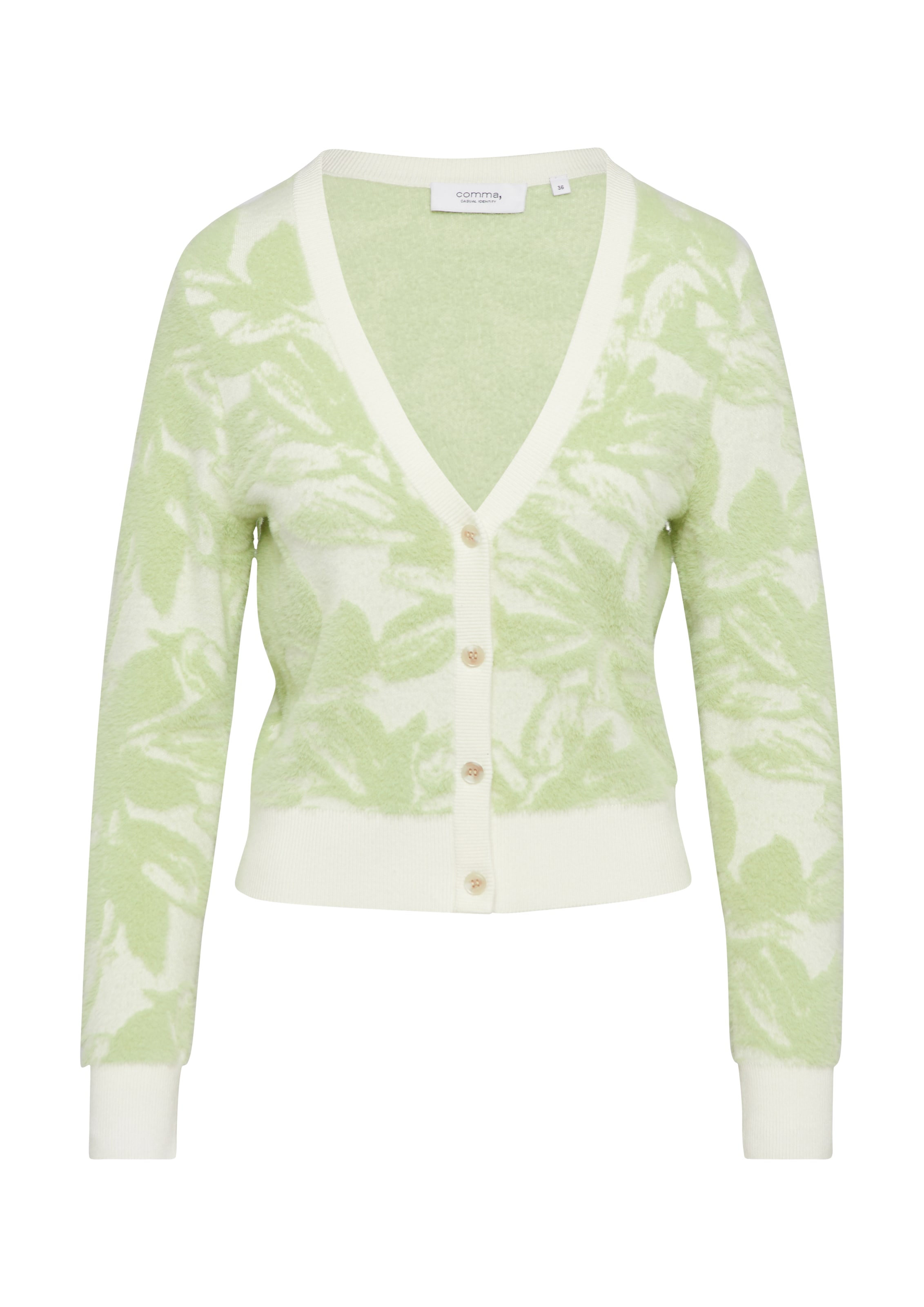 comma casual identity Gebreid vest in Groen: voorkant