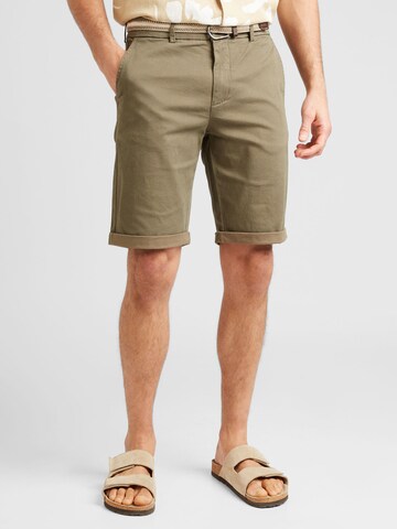 Lindbergh Regular Chino trousers 'Superflex' in Green: front