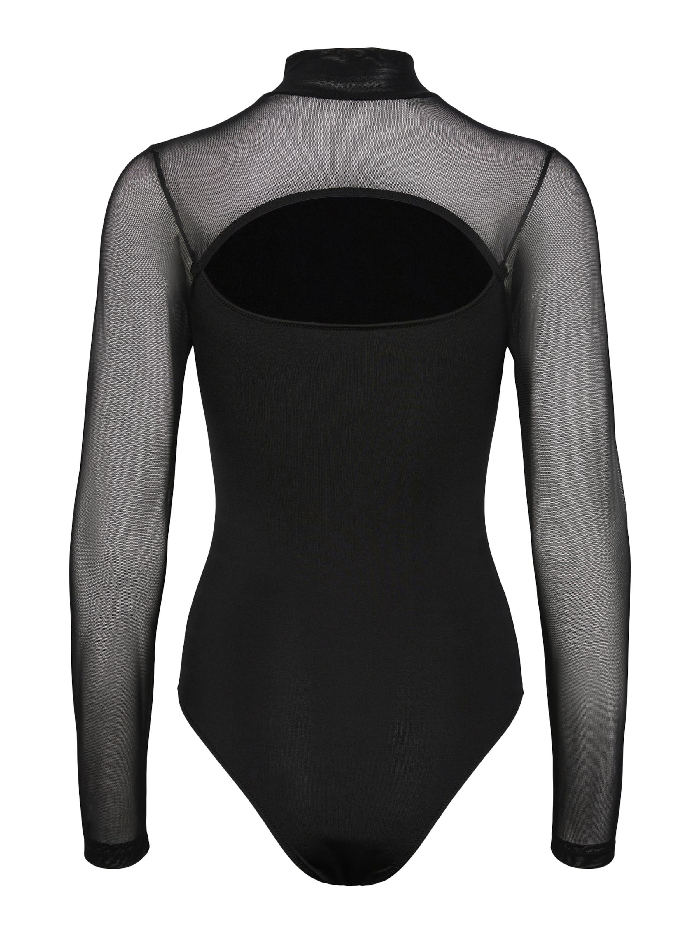PIECES Shirt Bodysuit 'FIB' in Black: front