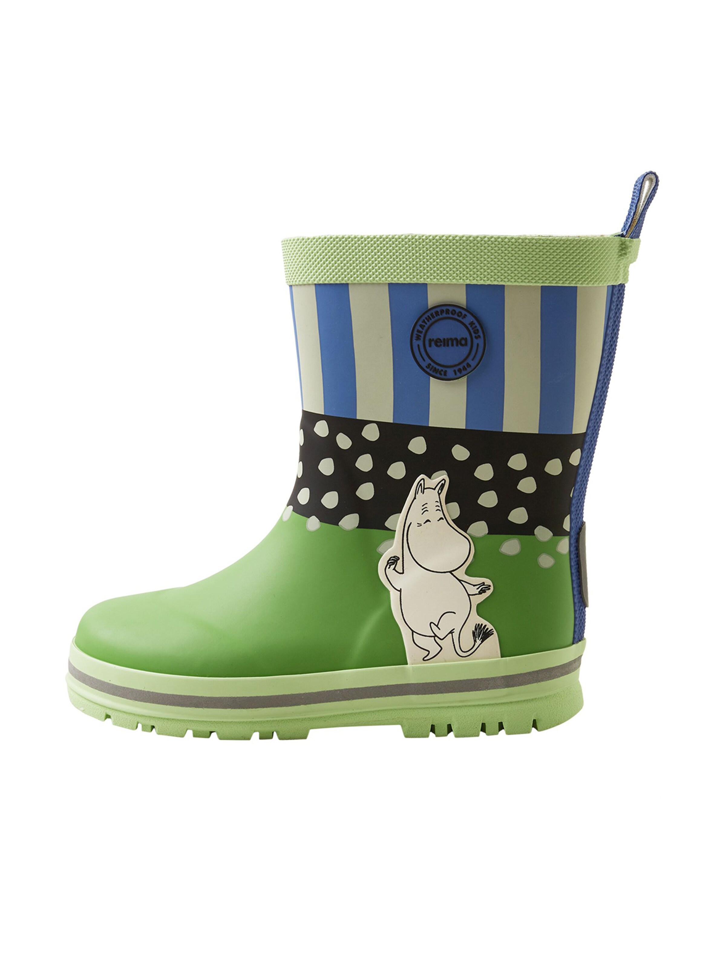 Reima Rubber Boots 'Magisk Moomin' in Green: front
