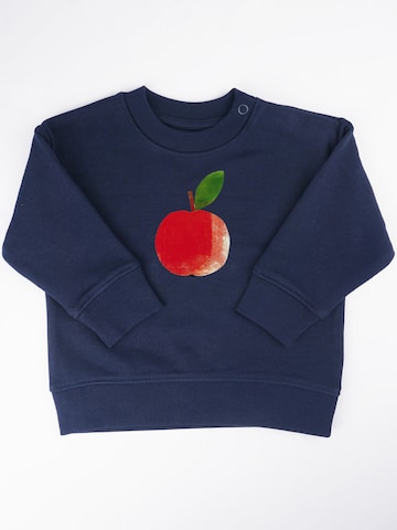 MelaDi Pullover 'Meladi Kinder Baby-Sweater aus Biobaumwolle - Apfel auf Navy Blue'‌‌‌‌‌ in Blau
