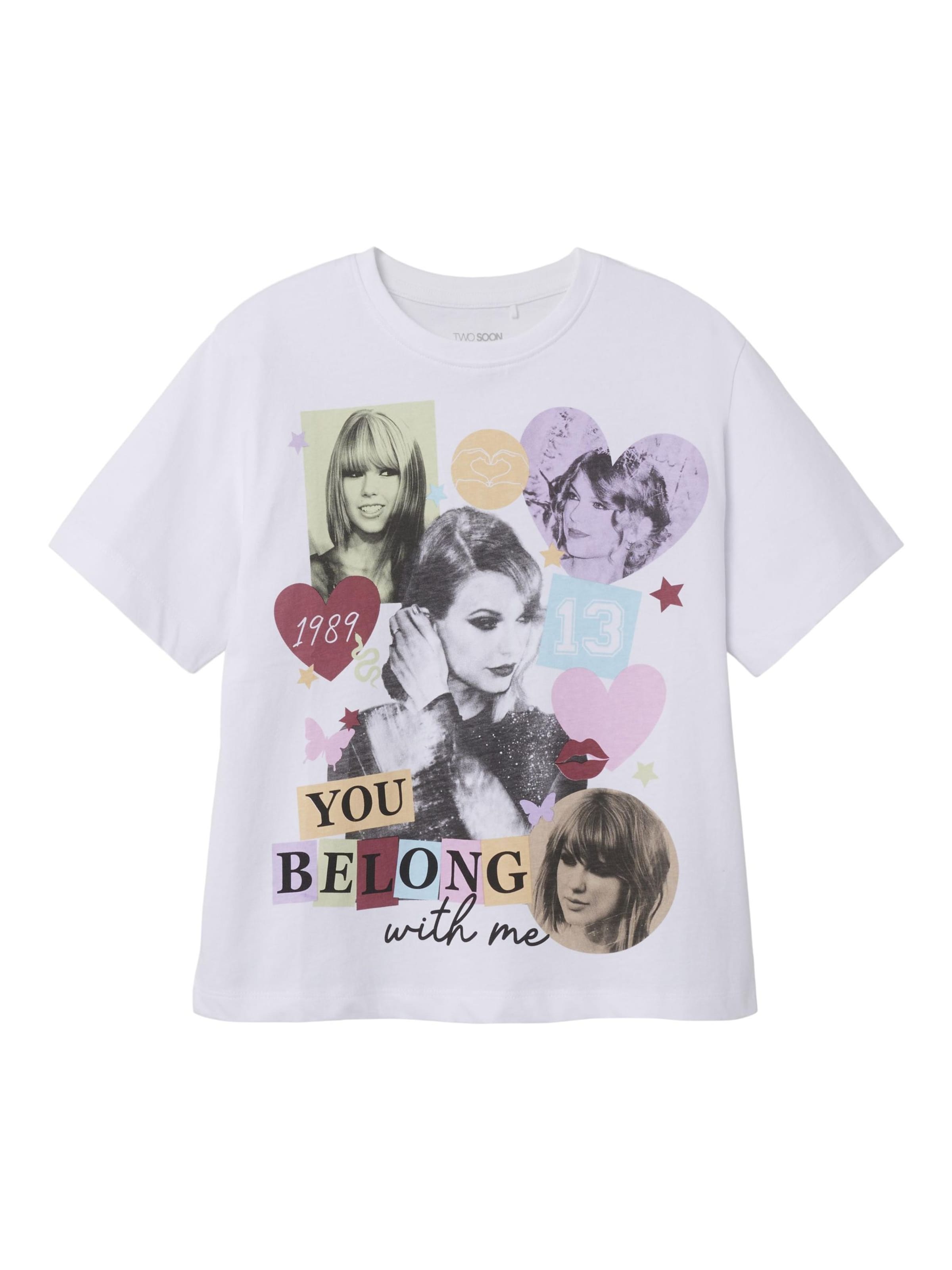 TWO SOON - Camiseta 'Taylor Swift' en blanco: frente