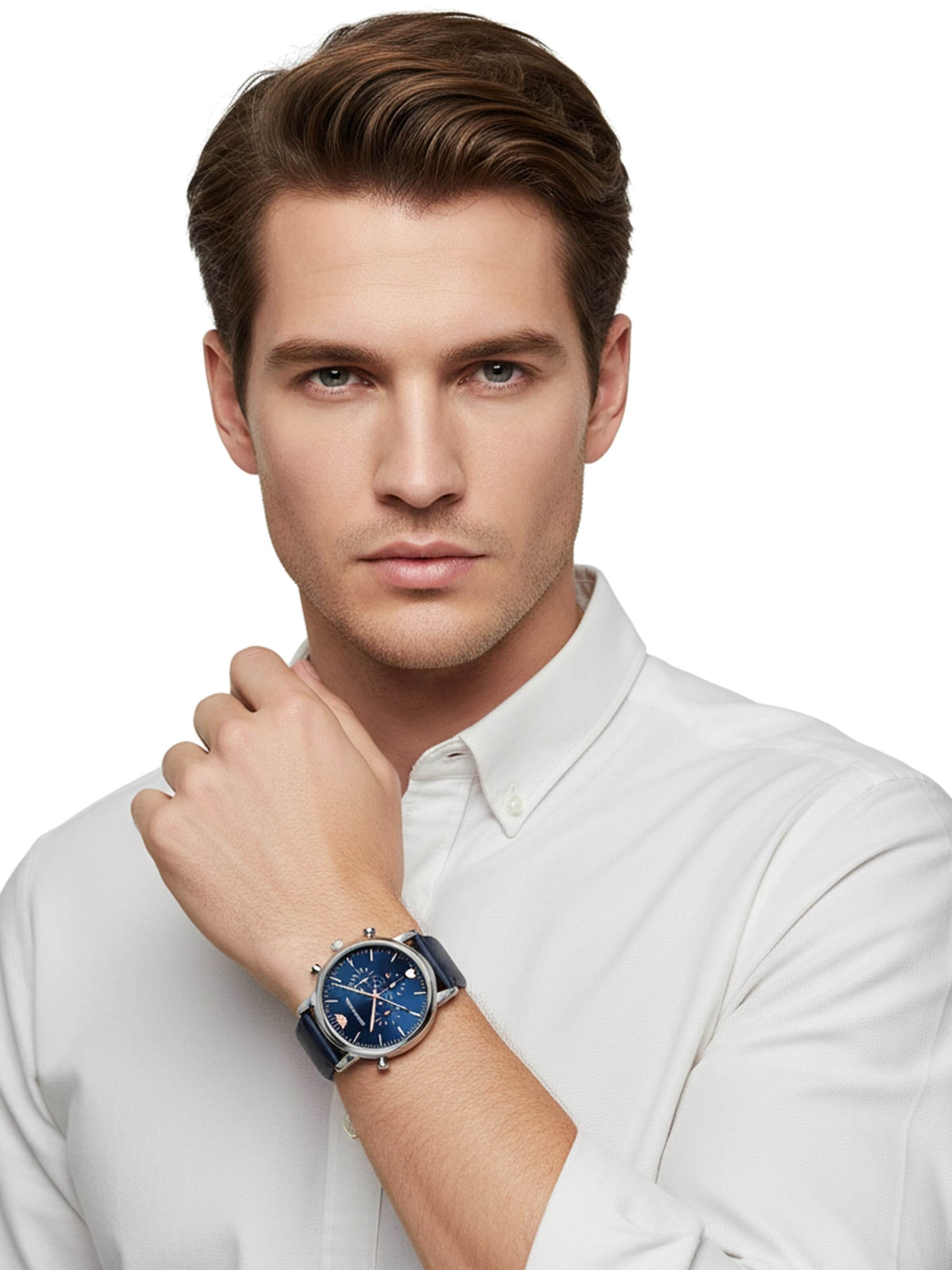 Emporio Armani Zegarek analogowy 'Luigi' w kolorze niebieski: przód