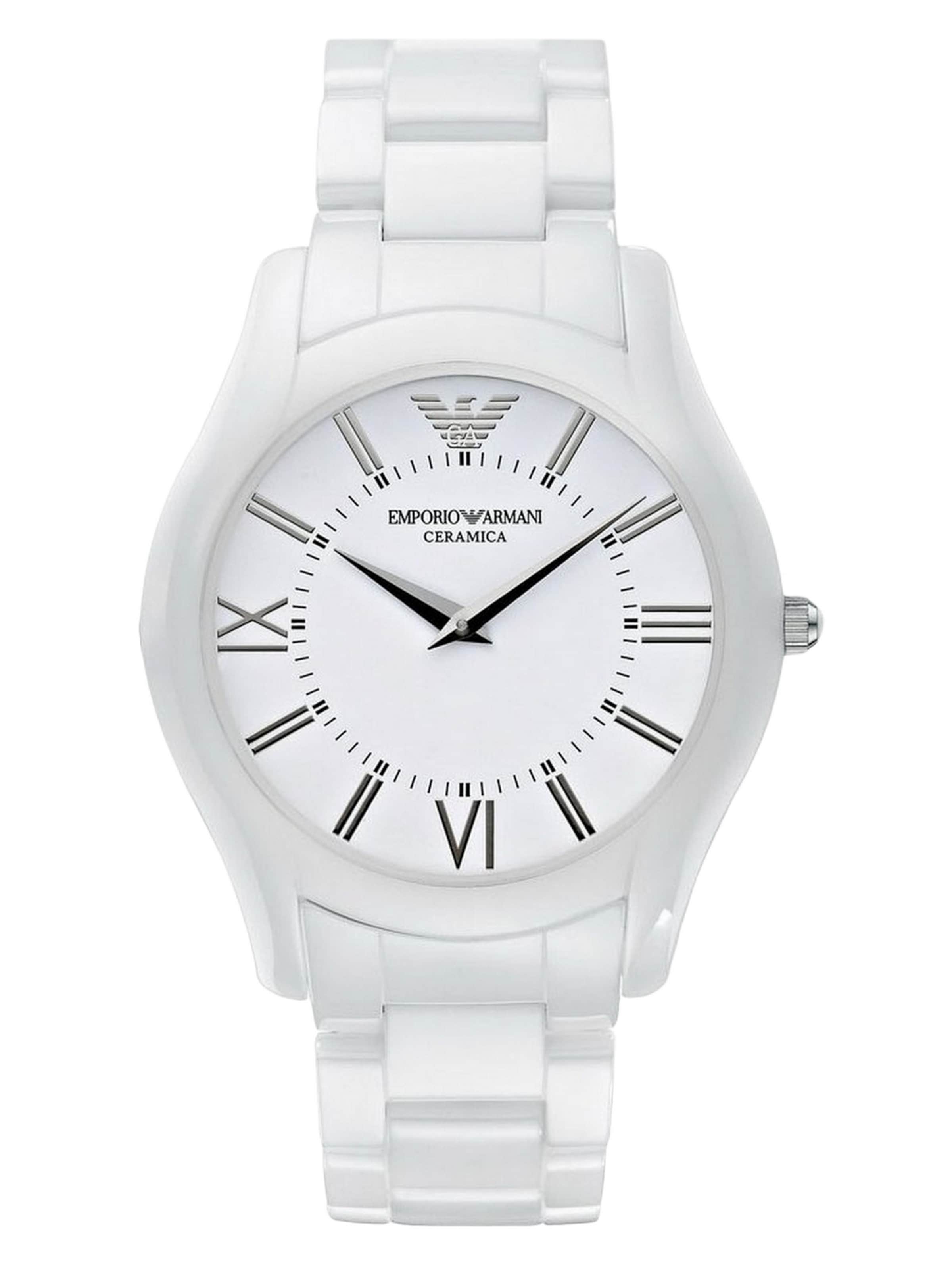 Emporio Armani Montre à affichage analogique en blanc, Vue avec produit