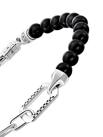Bracelet 'Armband Schwarzer Onyx Silberkette' Thomas Sabo en noir
