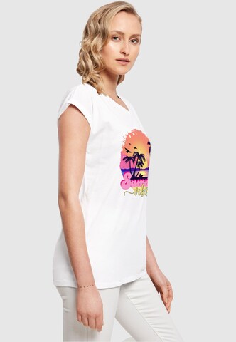 Merchcode T-Shirt 'Summer Vibes Sunset' in Weiß