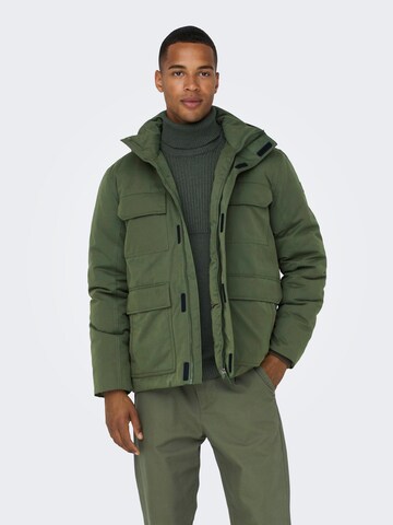 Only & Sons Winter Jacket 'CEDRIC' in Green: front