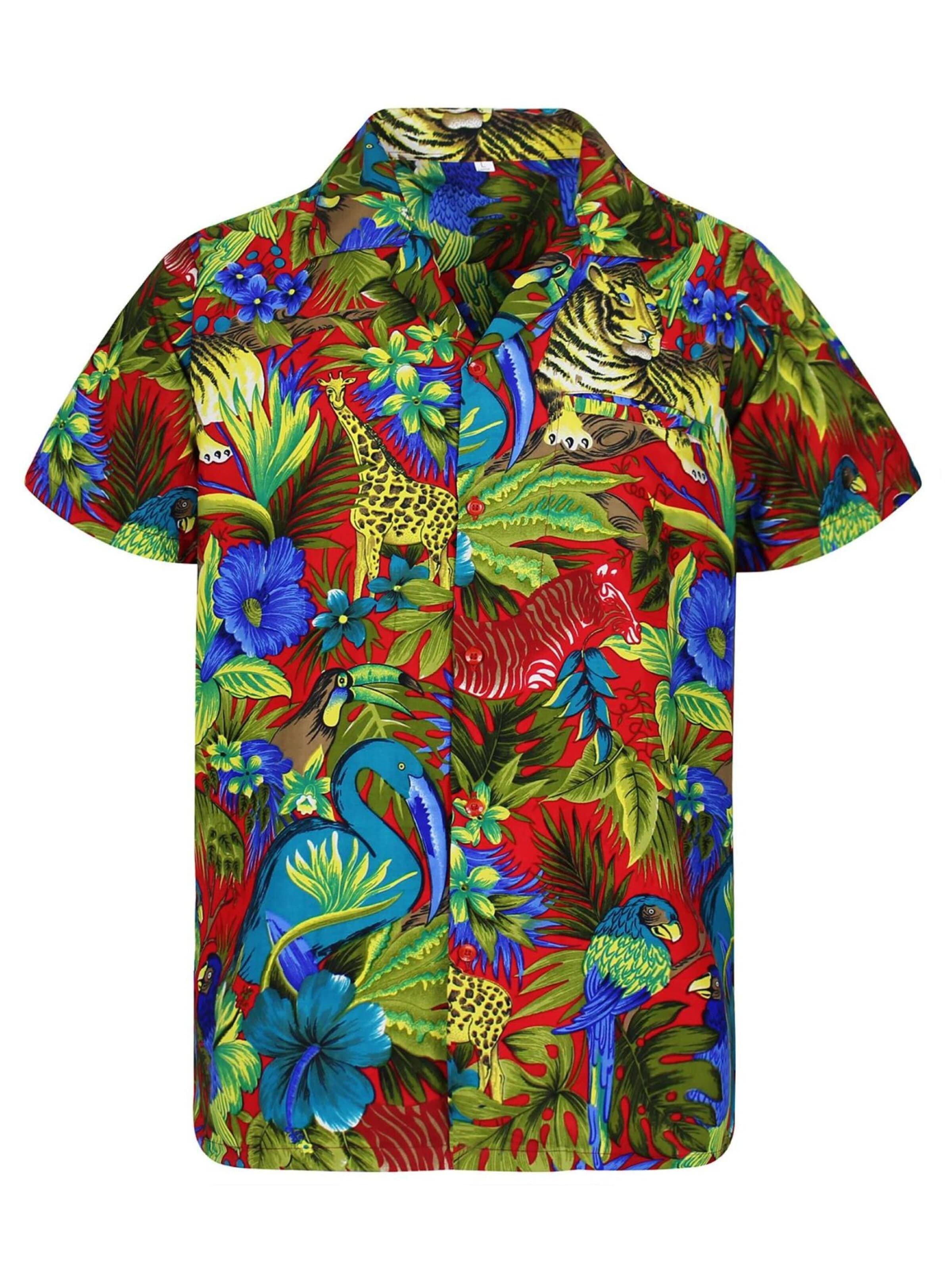King Kameha Shirt 'Jungle' in Rood: voorkant