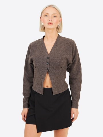 BRAVE SOUL Gebreid vest in Grijs: voorkant