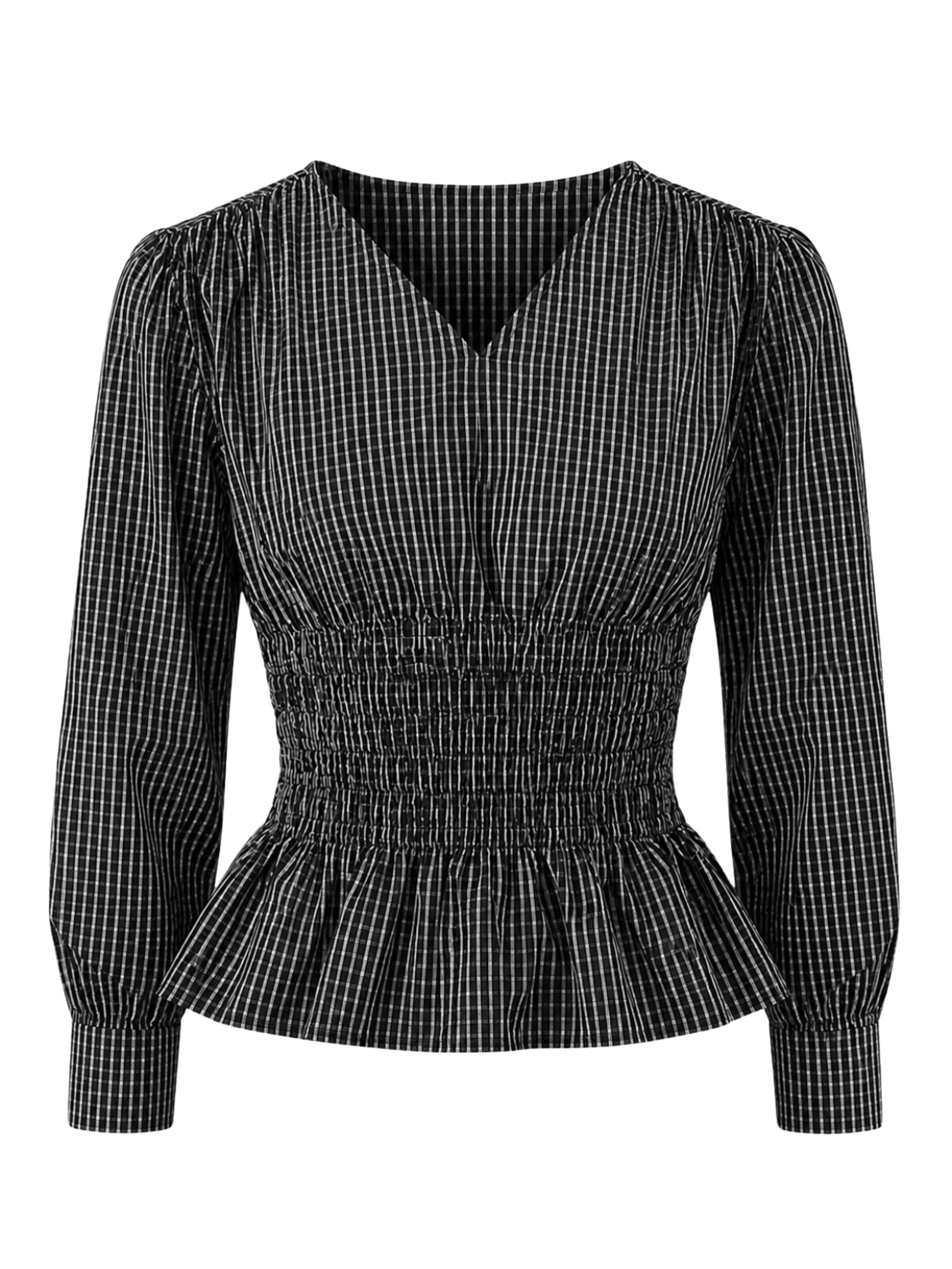 ARMIE Blouse 'The Carla Long Sleeve Top' in Zwart: voorkant