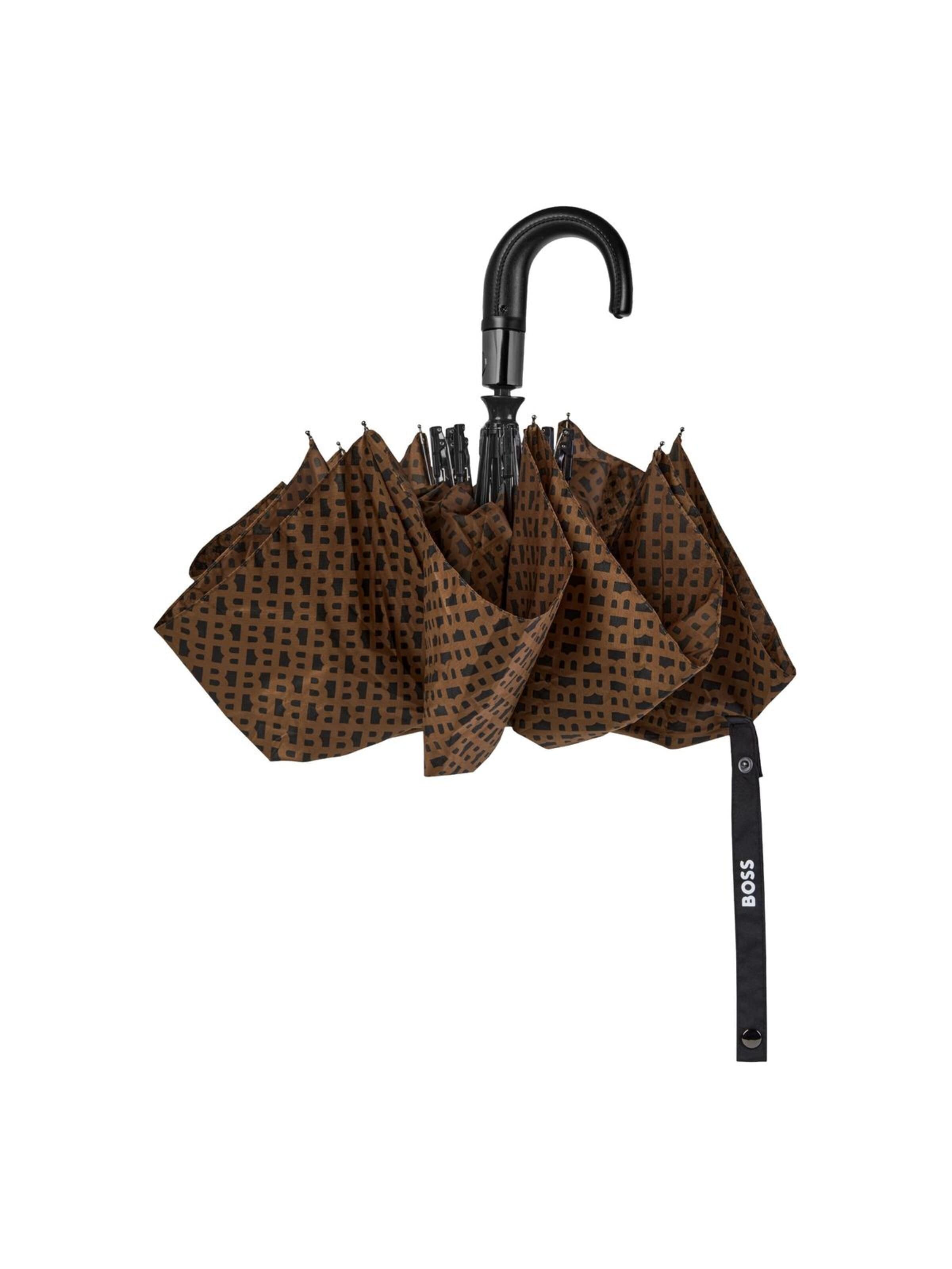 Parapluie 'Pocket umbrella Monogramme Dark Grey' BOSS en marron