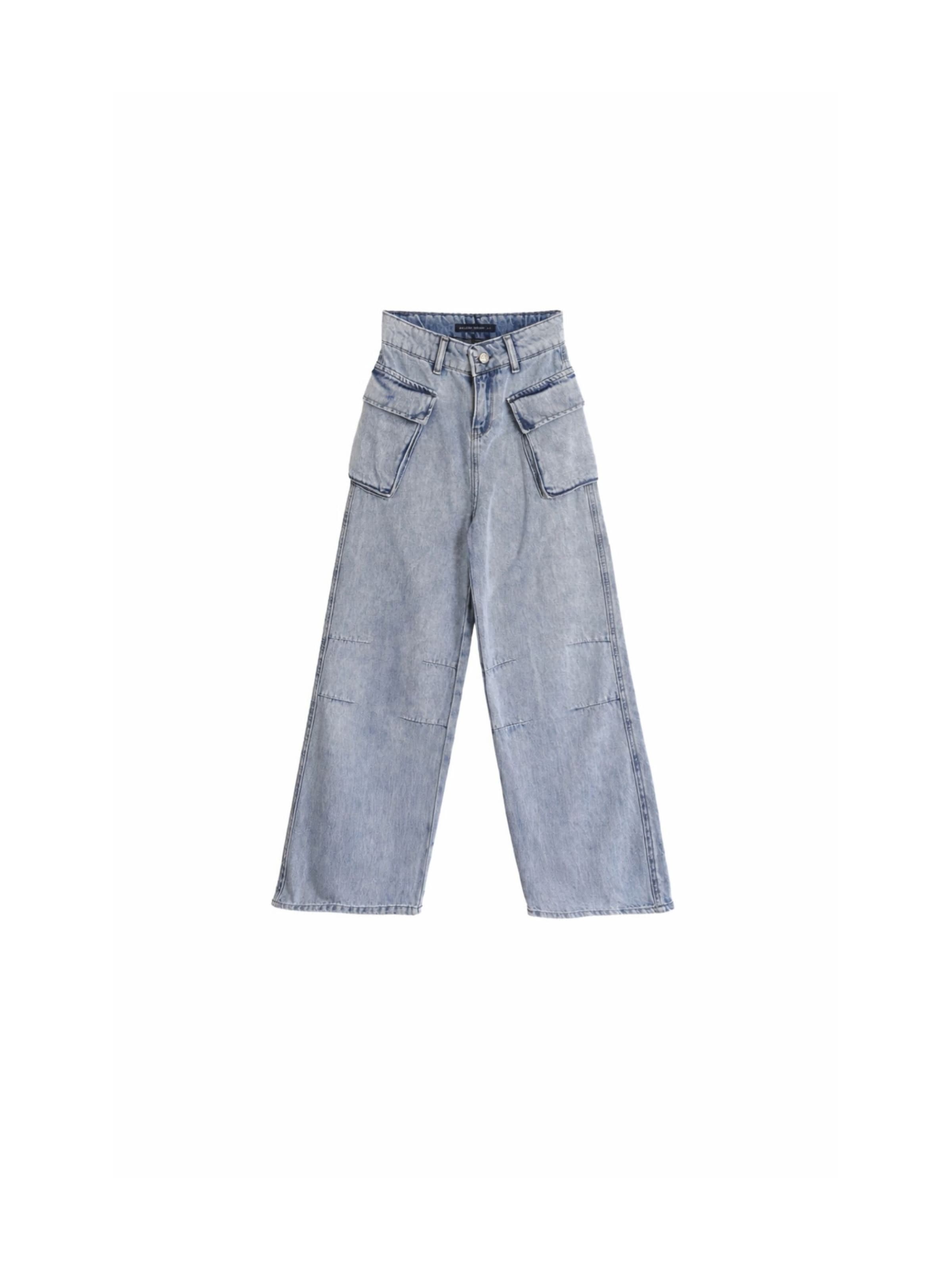 Solang Regular Hose Denim-Cargo-Hose mit Cargotaschen in Blau: Vorderseite
