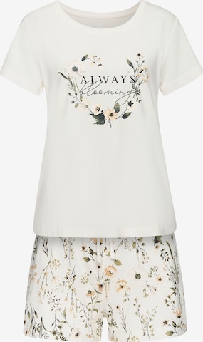 LASCANA - Pijama de pantalón corto en blanco: frente