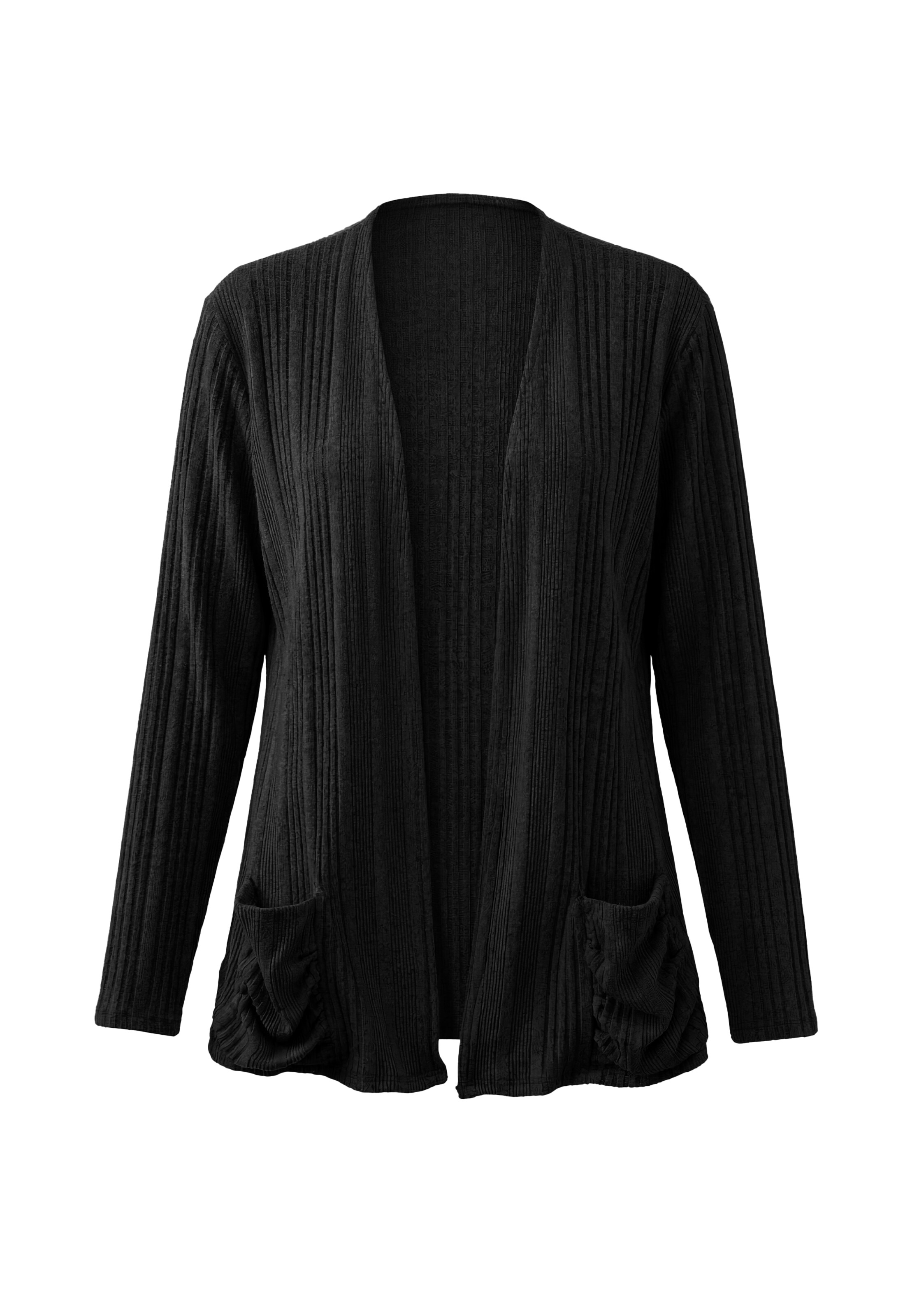 usha BLACK LABEL Gebreid vest in Zwart: voorkant