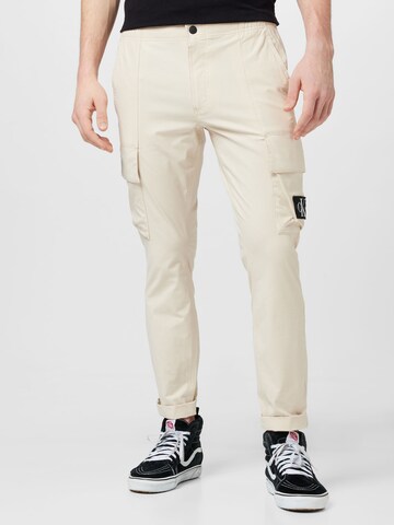Calvin Klein Jeans Skinny Cargohose in Beige: predná strana