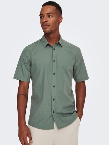 Only & Sons Regular fit Button Up Shirt 'Sane' in Green