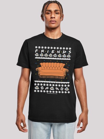 F4NT4STIC Shirt 'Friends TV Serie Fair Isle Couch' in Black: front