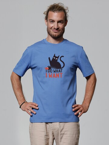 Watapparel Shirt 'Cat' in Blau: Vorderseite