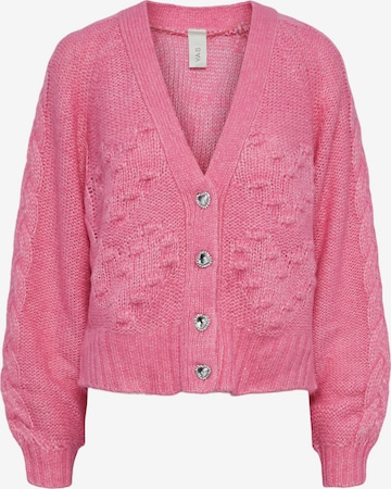 Y.A.S Knit Cardigan 'Heartie' in Pink: front