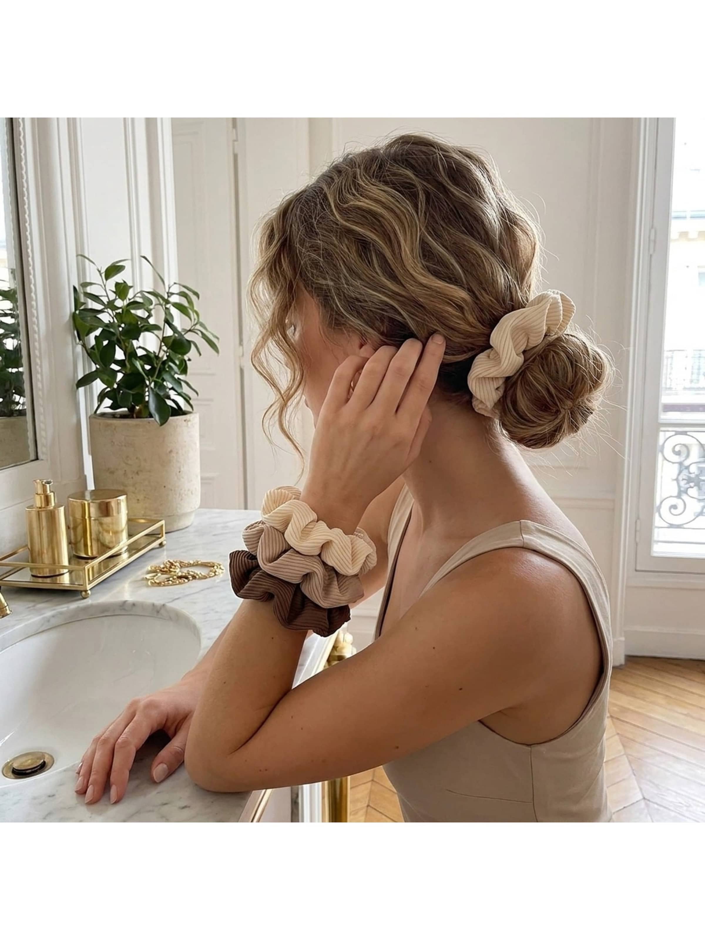 soho Hair accesoires Κοσμήματα για τα μαλλιά 'SOHO Ivory Scrunchies - set of 4' σε μπεζ