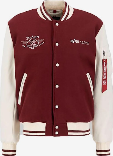 ALPHA INDUSTRIES Välikausitakki 'Varsity Air Force' värissä burgundin punainen / valkoinen, Tuotenäkymä