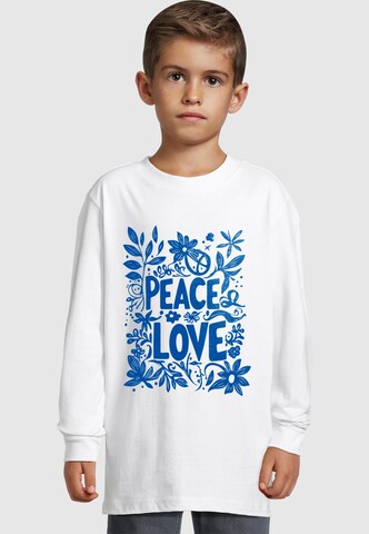 Merchcode Shirt 'Peace Love' in Weiß: Vorderseite