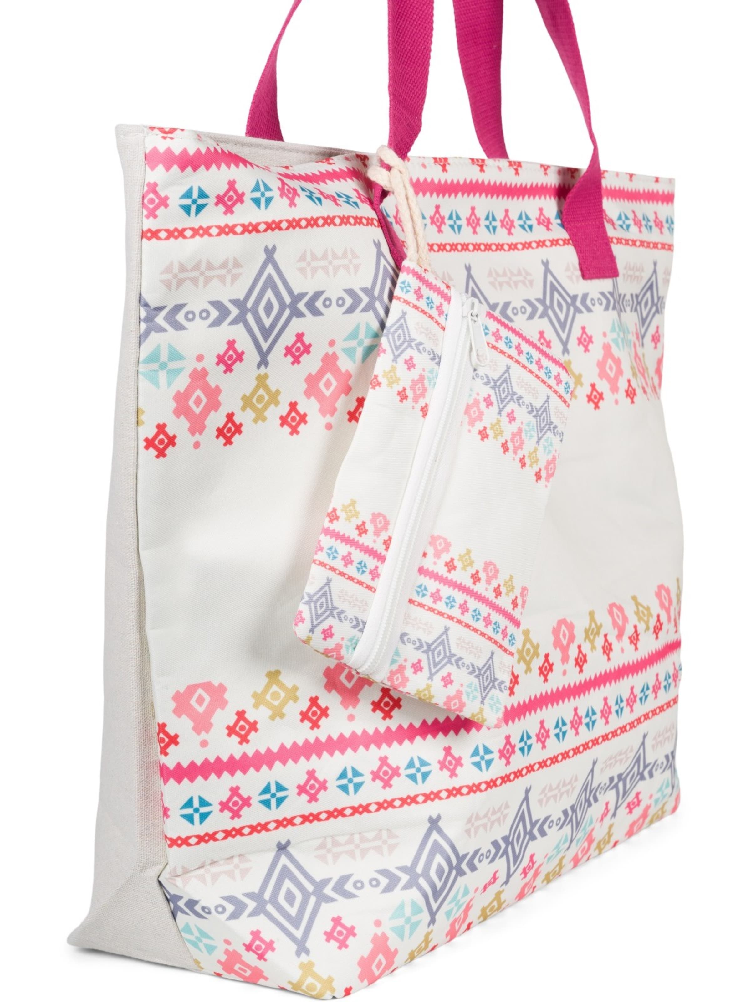 styleBREAKER Strandtasche 'Strandtasche Azteken Muster - Boho'‌‌‌ in Pink