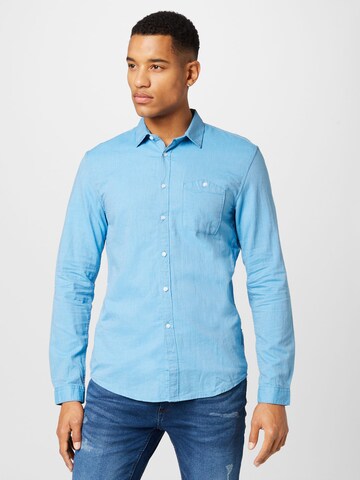 TOM TAILOR DENIM Slim fit Button Up Shirt in Blue: front