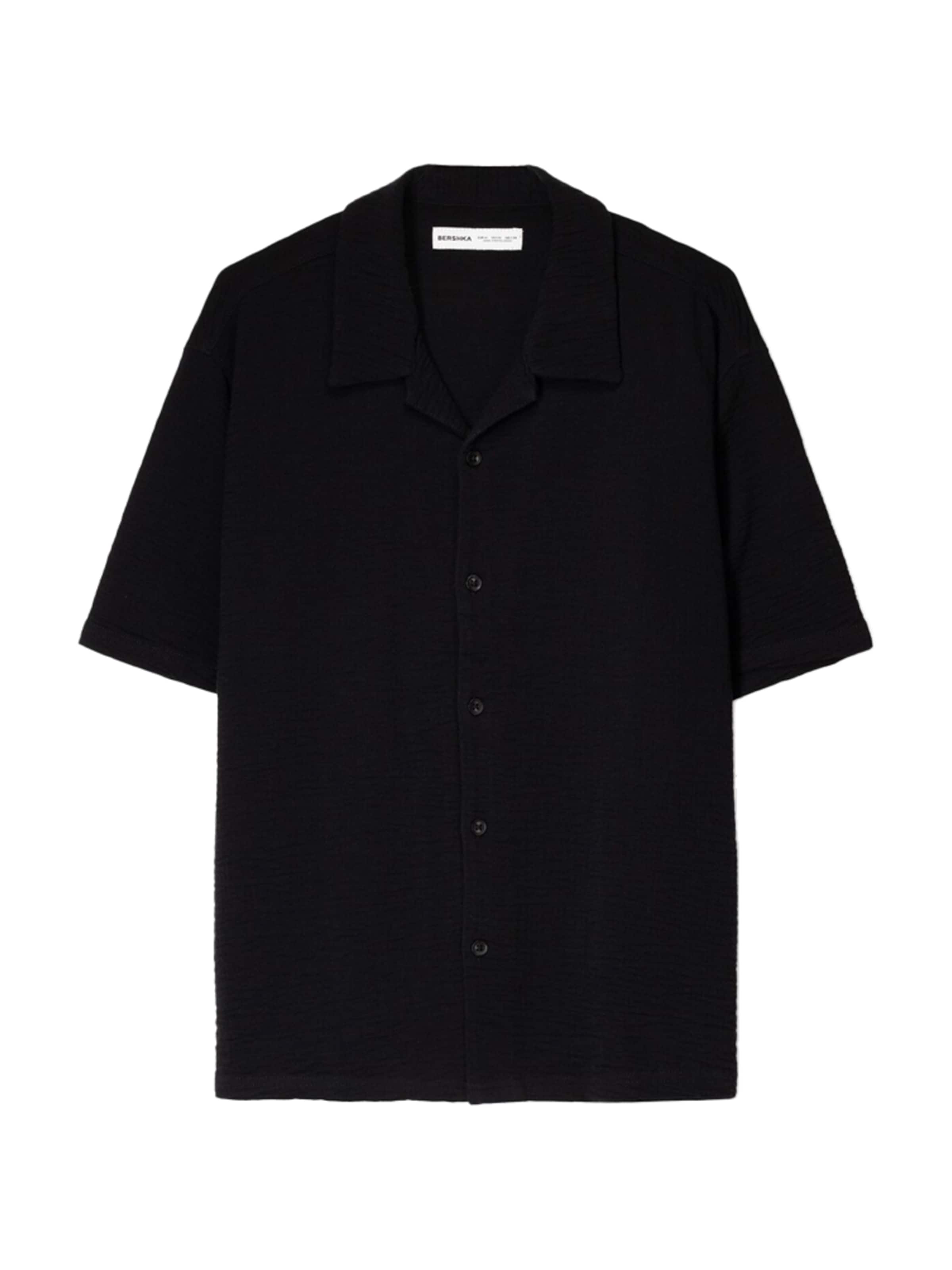 Bershka Comfort Fit Hemd in Schwarz: Vorderseite