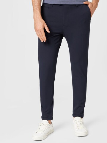 Les Deux Slimfit Chino in Blauw: voorkant