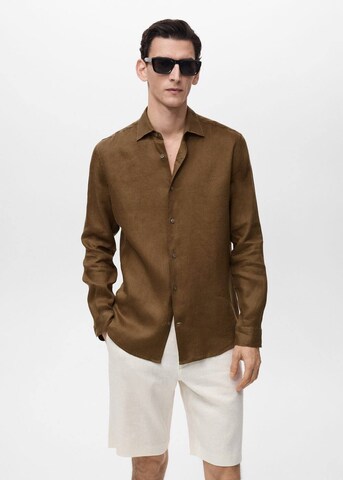 MANGO MAN Regular fit Button Up Shirt 'Parrot' in Green: front