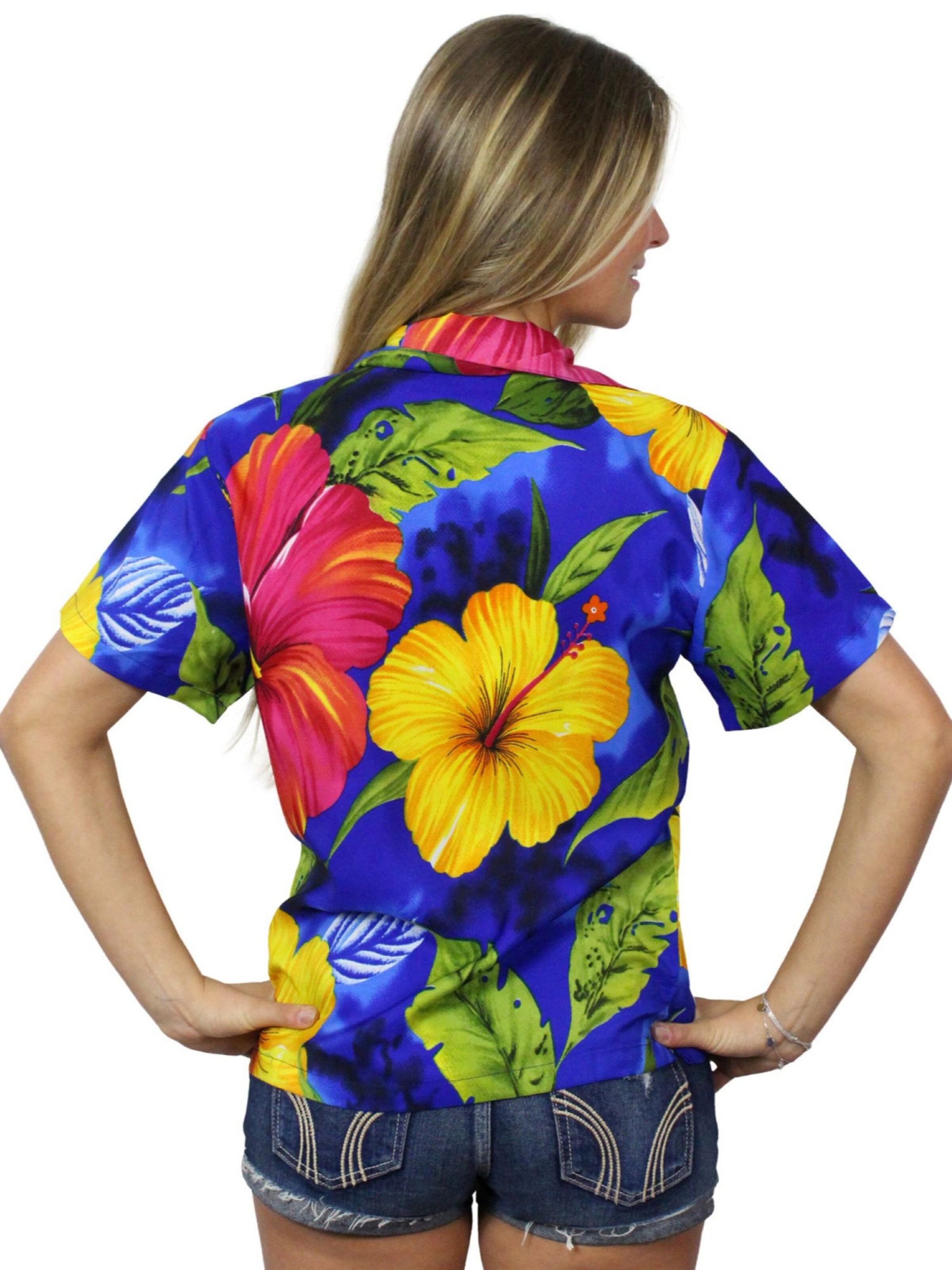 King Kameha Blouse 'Big Flower' in Blue