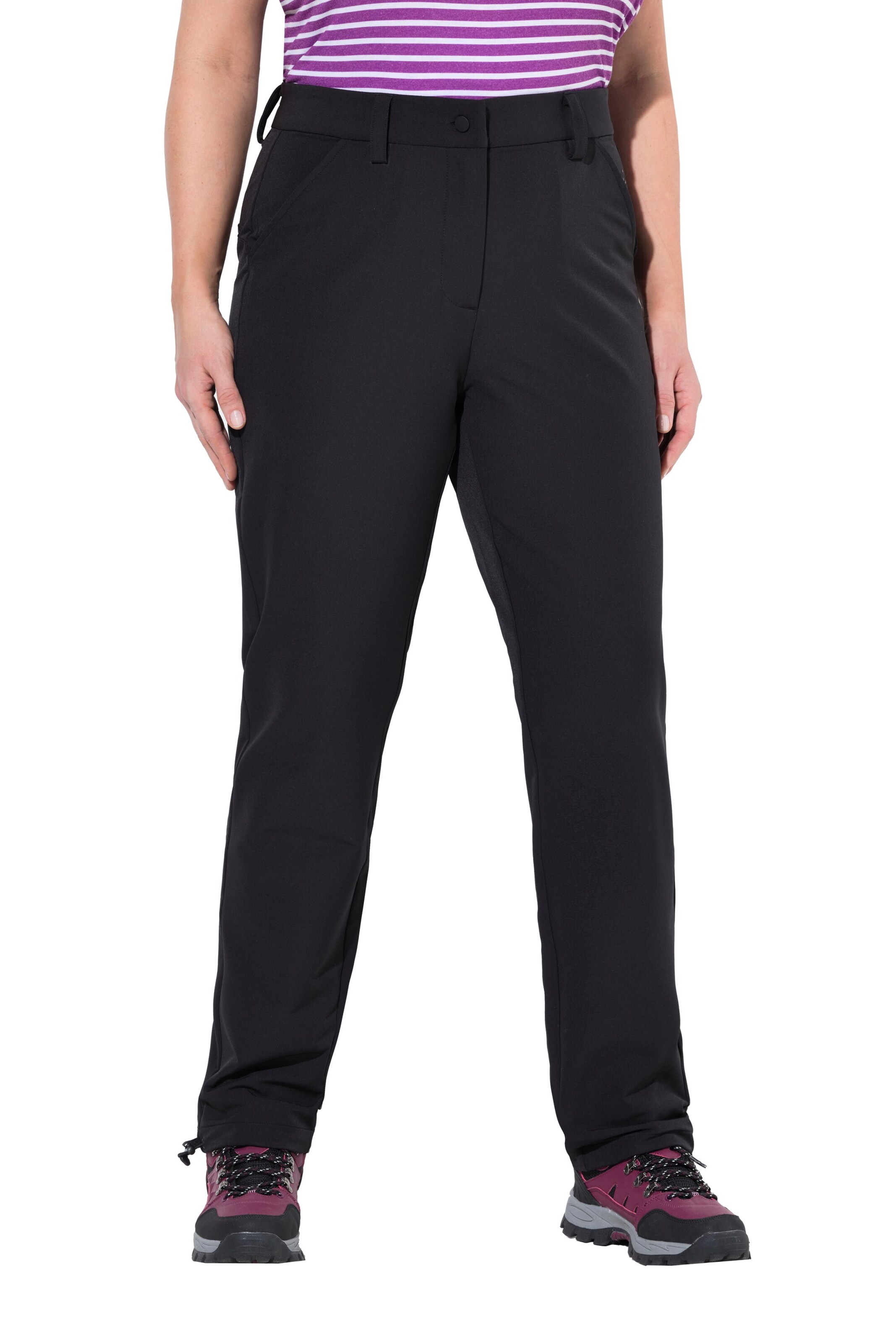 Ulla Popken Regular Weatherproof pants in Black: front