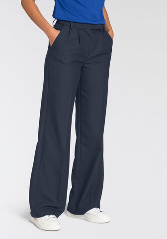 HECHTER PARIS Wide leg Pleated Pants in Blue: front