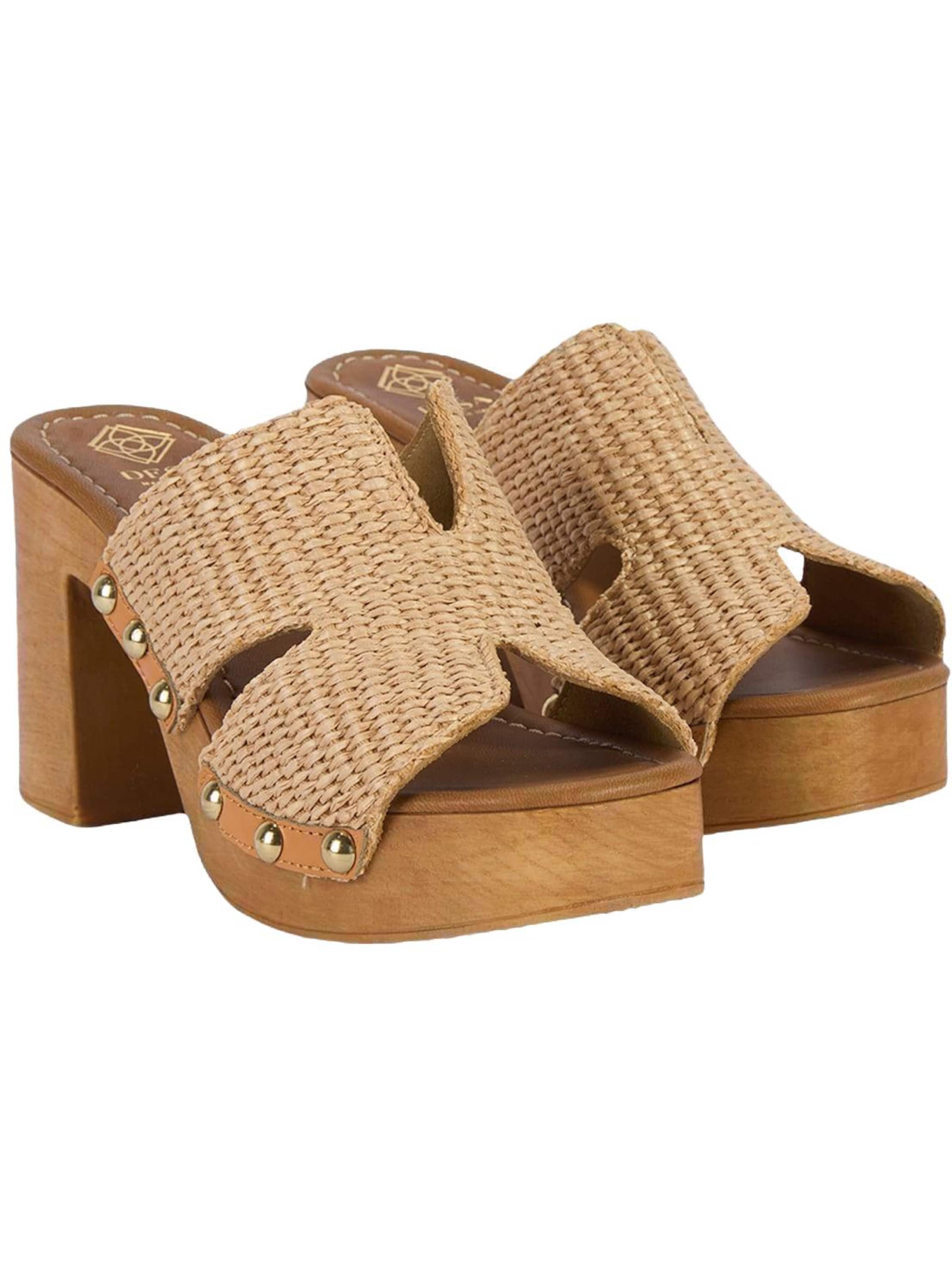 Desa Muiltjes 'DESA Damen-Plateausandalen aus Raffia' in Beige