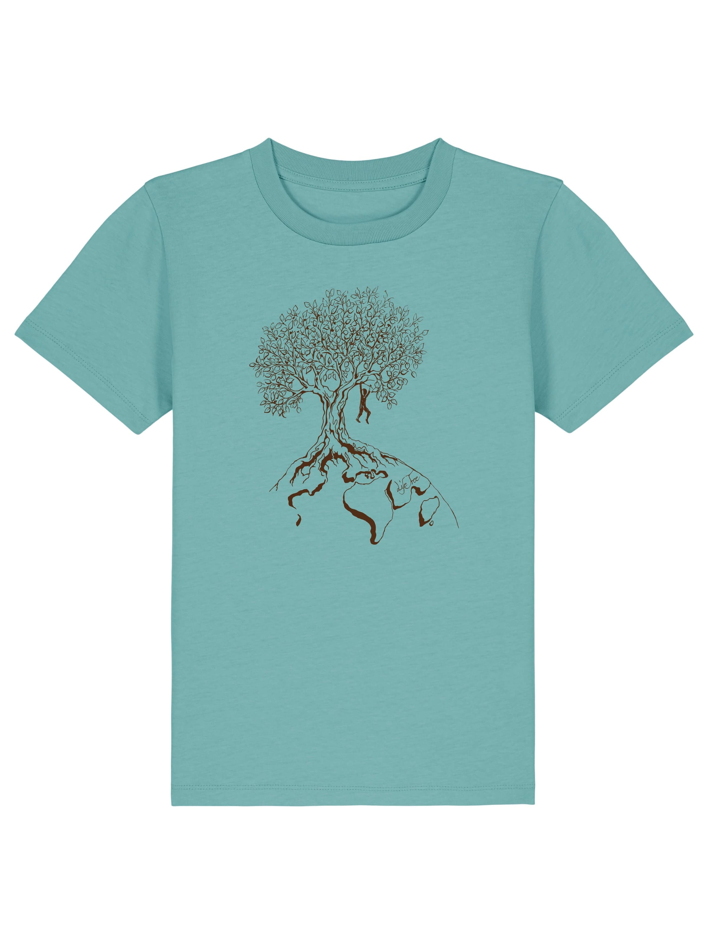 Life-Tree Shirt 'Organic Fairwear Shirt Kids Unisex Hanging On' in Blue: front
