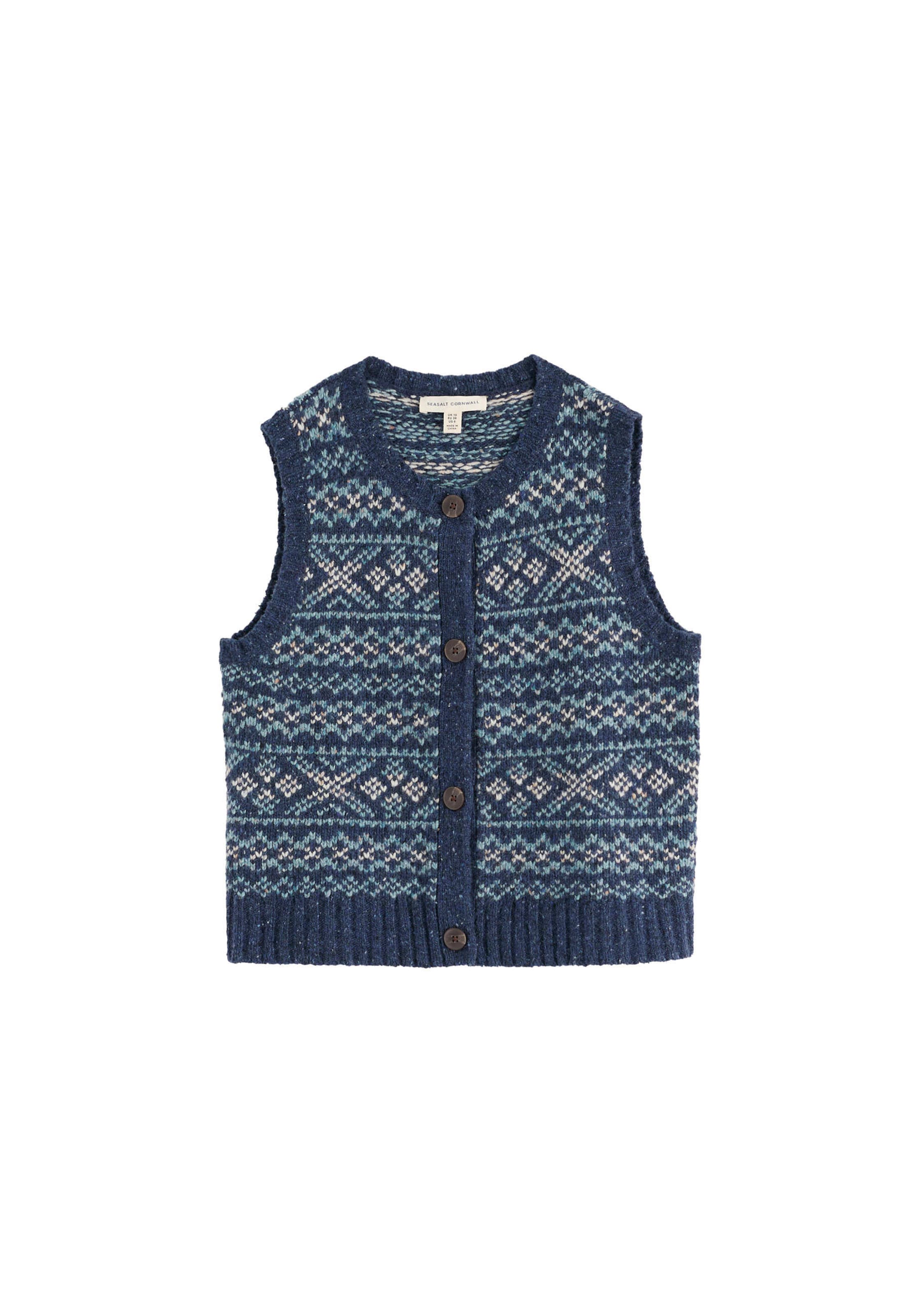 Seasalt Cornwall Vest 'Castwork' in Blue: front